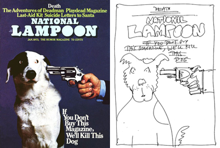 National Lampoon January 1973 cover and cover sketch