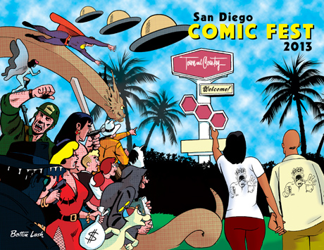 Cover of San Diego Comic Fest 2013 souvenir book by Batton Lash