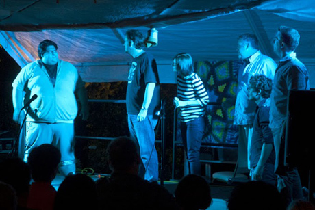 One of our most-popular programs: Dr. Who Live Comedy Improv under the tent.