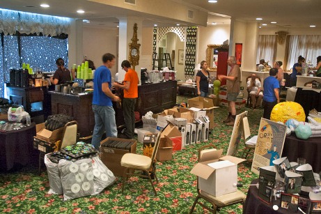 Volunteers setting up the Draco Tavern the night before San Diego Comic Fest 2013.
