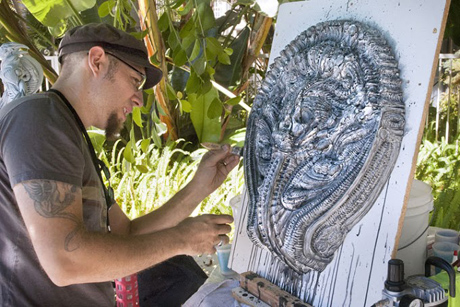 Jason Hite works on a 3D piece at San Diego Comic Fest 2013.